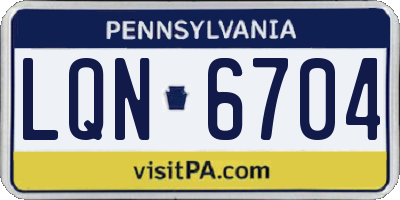 PA license plate LQN6704