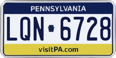PA license plate LQN6728