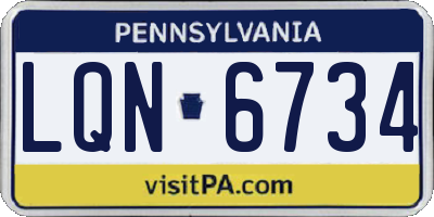 PA license plate LQN6734