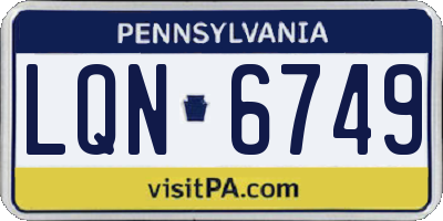 PA license plate LQN6749