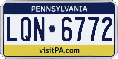 PA license plate LQN6772