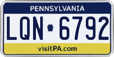 PA license plate LQN6792