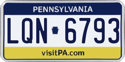 PA license plate LQN6793