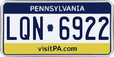 PA license plate LQN6922