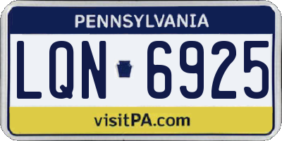 PA license plate LQN6925
