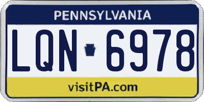 PA license plate LQN6978