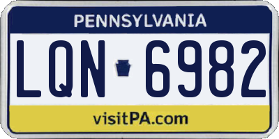 PA license plate LQN6982