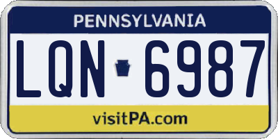 PA license plate LQN6987