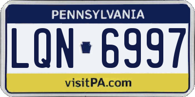 PA license plate LQN6997