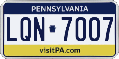 PA license plate LQN7007