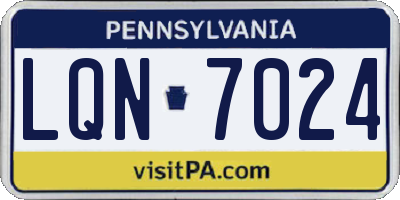 PA license plate LQN7024