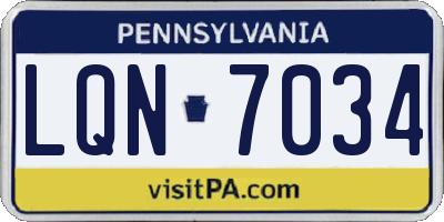 PA license plate LQN7034