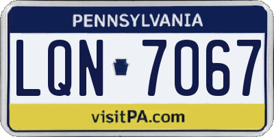 PA license plate LQN7067