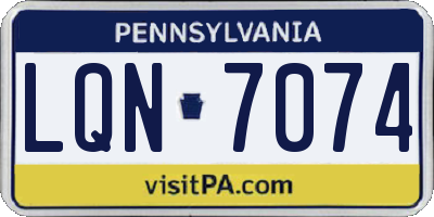 PA license plate LQN7074