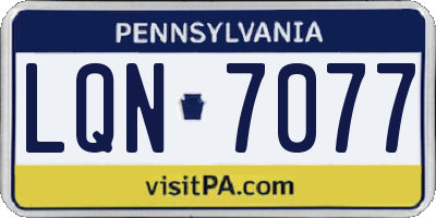 PA license plate LQN7077