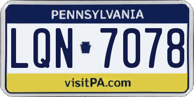 PA license plate LQN7078
