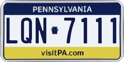 PA license plate LQN7111