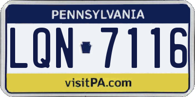 PA license plate LQN7116