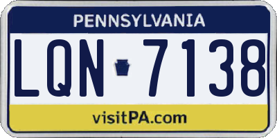 PA license plate LQN7138