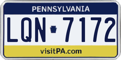 PA license plate LQN7172