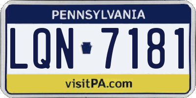PA license plate LQN7181