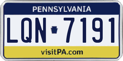 PA license plate LQN7191