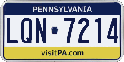 PA license plate LQN7214