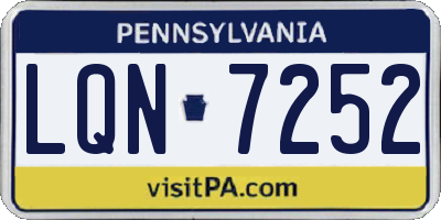 PA license plate LQN7252