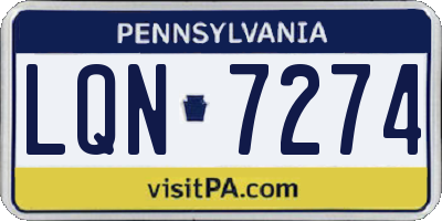 PA license plate LQN7274