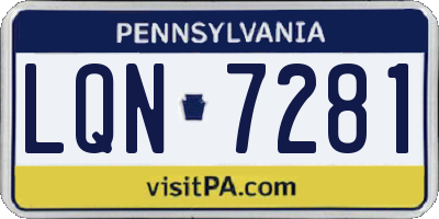 PA license plate LQN7281
