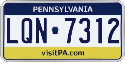 PA license plate LQN7312