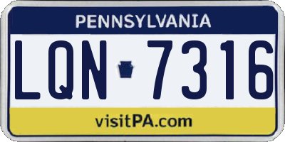 PA license plate LQN7316