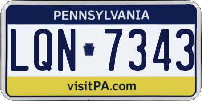 PA license plate LQN7343
