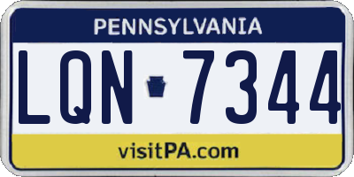 PA license plate LQN7344