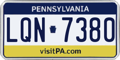 PA license plate LQN7380