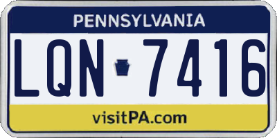 PA license plate LQN7416