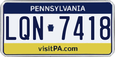 PA license plate LQN7418