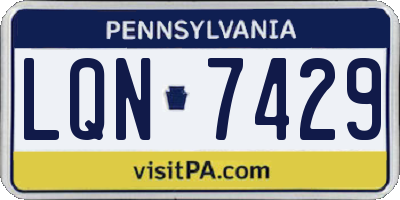 PA license plate LQN7429