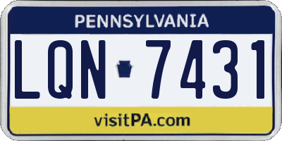 PA license plate LQN7431