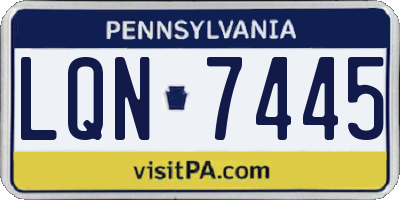 PA license plate LQN7445