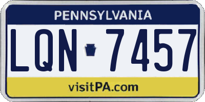 PA license plate LQN7457