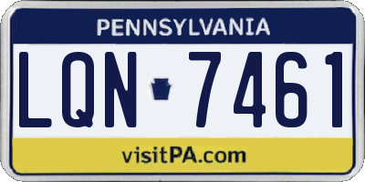PA license plate LQN7461