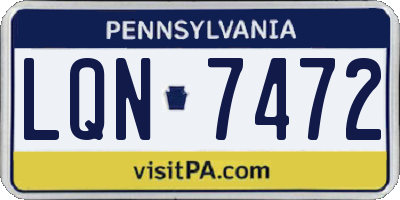 PA license plate LQN7472