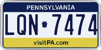 PA license plate LQN7474