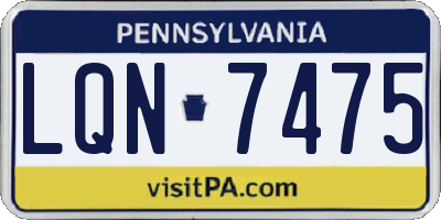 PA license plate LQN7475