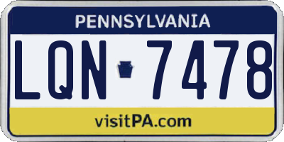 PA license plate LQN7478