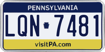PA license plate LQN7481