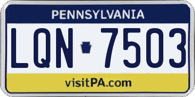 PA license plate LQN7503