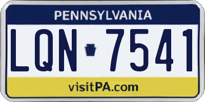 PA license plate LQN7541