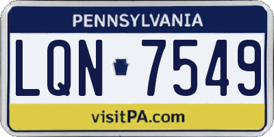 PA license plate LQN7549